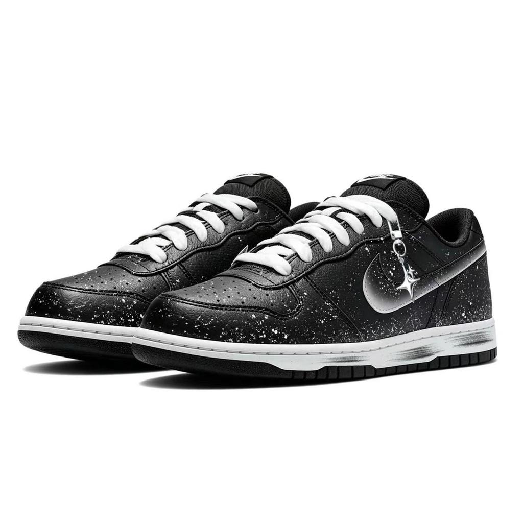 Nike Dunk Abrasion Resistant Breathable Low top Skateboard Shoes Unisex Black Gray White 355152-016(Team1597--)