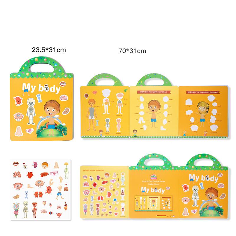 Многоразовая книга-наклейка с героями мультфильмов для детей, несколько сцен, игра-головоломка «сделай сам», обучающие классические игрушки для детей 2–4 лет, подарки