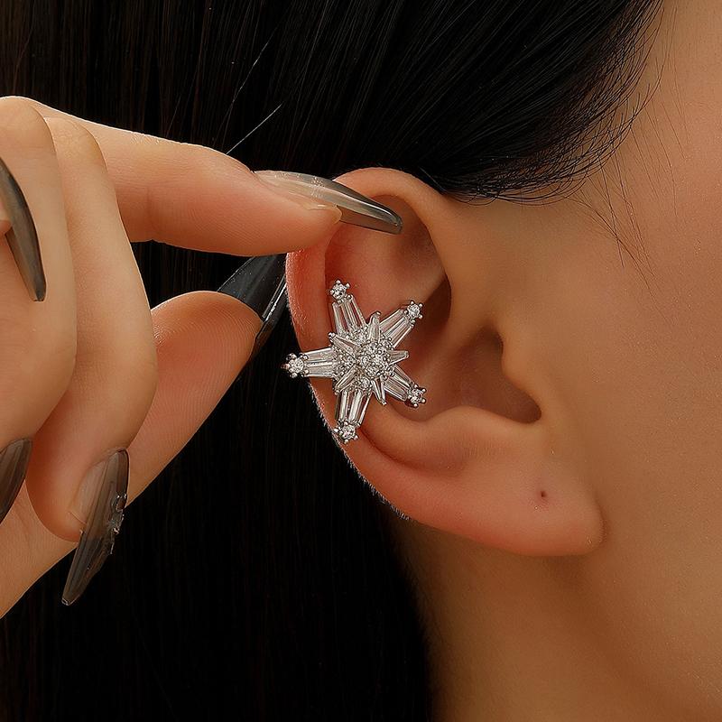 Серьги-клипсы из нержавеющей стали со цирконами, форма C, звезда, для женщин, роскошный хрящевой клипс с кристаллами, без прокола, для девушки, милые украшения 2000-х