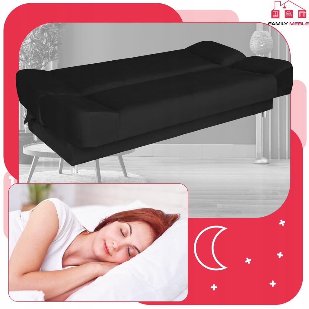 Sofa Sofa Sara Sofa Bed Bonell Bed Family Furniture Black