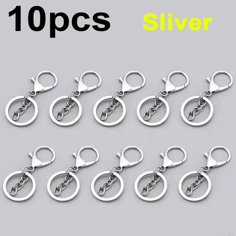 5/10pcs Lobster Clasps Lanyard Snap Hooks with Key Rings Metal Key Chain Lobster Claw Clip Hook for Keychains Jewelry DIY Crafts