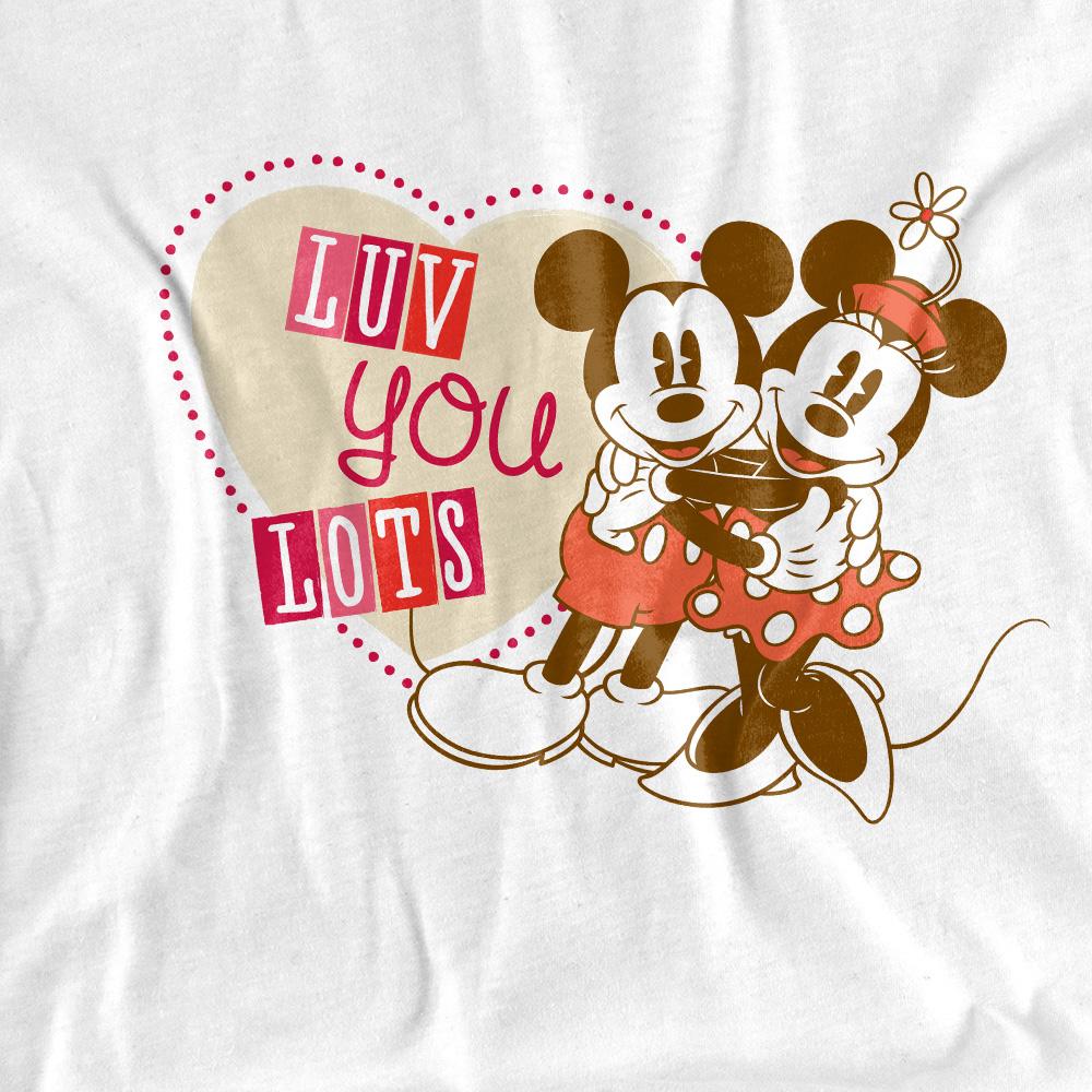 Mickey Mouse Unisex Adult Luv You Lots Minnie Mouse Vintage Valentine`s Day T-Shirt
