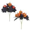 Black Artificial Flowers Bouquet No Fading Simulation Maple Leaf Halloween Pumpkins Branch  Table
