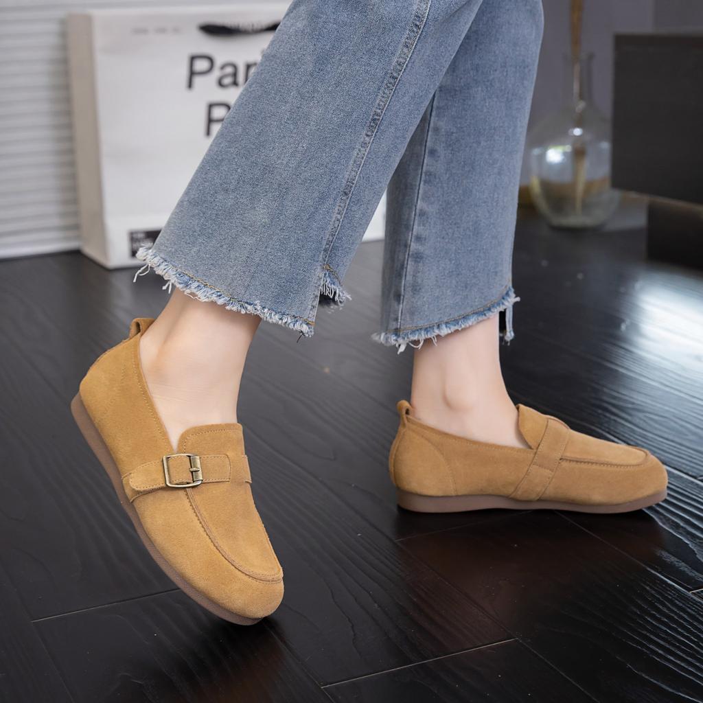 2025 Spring New Soft-soled Soft-faced Matte Fashion Doudou Shoes One-pedal Flat-soled Single Shoes Women's Versatile Mother Shoes