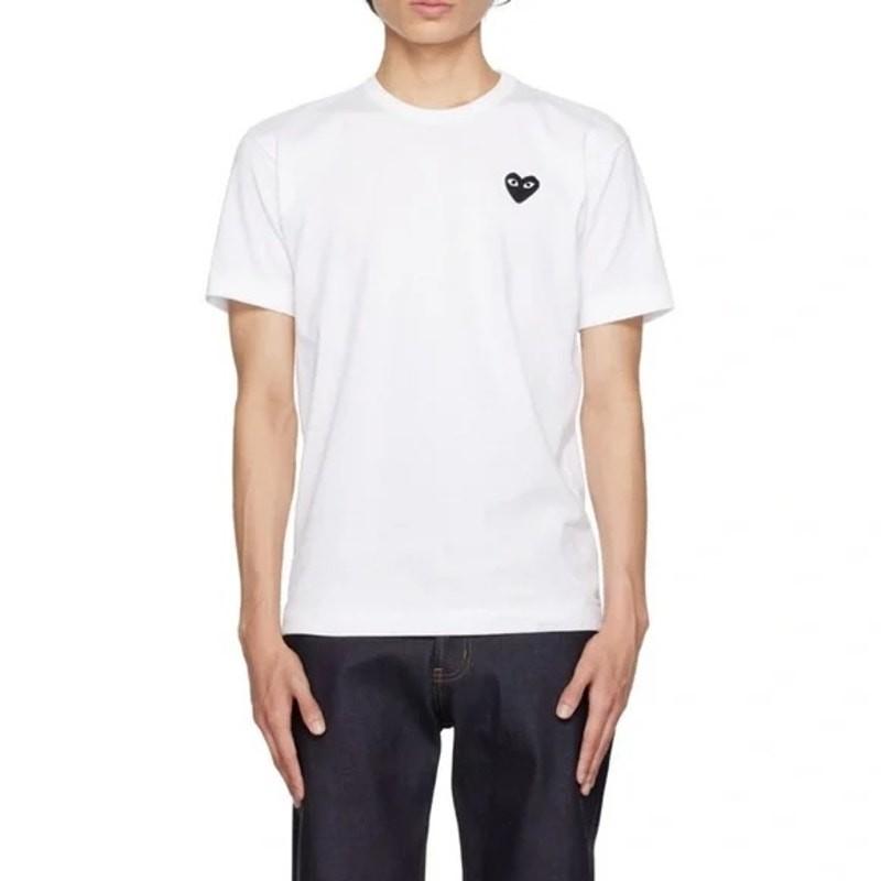 Comme des Garçons PLAY White T-Shirt Black Heart Logo Tee Medium Unisex T-Shirt