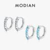 Solid 925 Sterling Silver Circle Rhombus Turquoise Hoop Earrings Trendy Platinum Plated Ear Buckle For Women Fine Jewelry