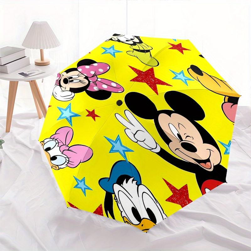 Mickey Mouse,Pluto Automatic Folding Umbrella - Simple 8-Rib Design, Bright Cartoon Pattern, Durable Iron Frame, Suitable For Travel, Outdoo
