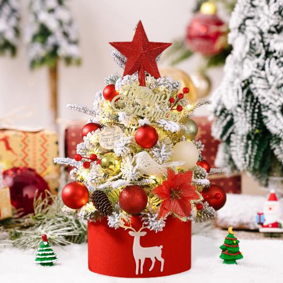 Мини-елка, искусственная настольная елка с шишковидными шариками, светодиодная подсветка на батарейках