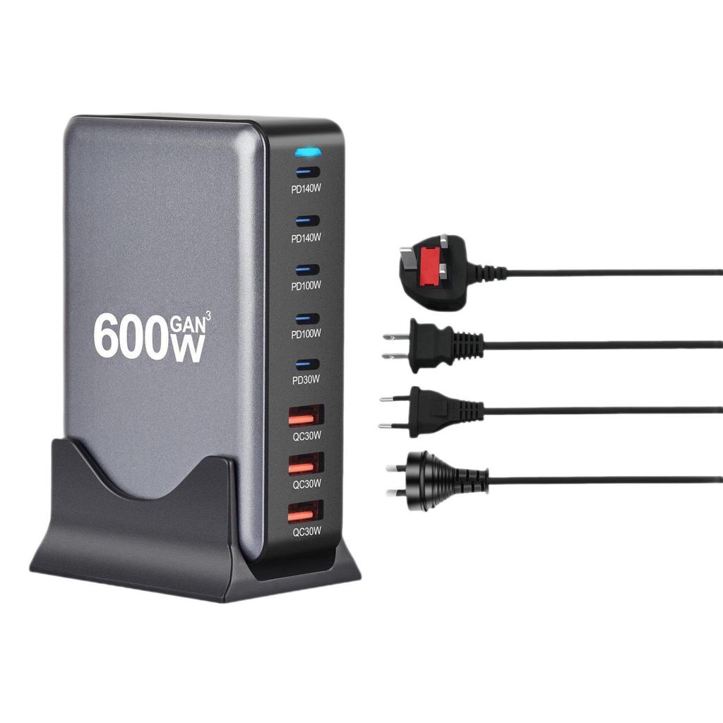Desktop 600W GaN Multi-Port Charger: 140W PD for Laptops & Drones