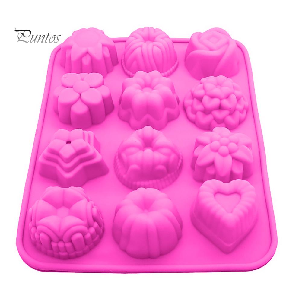 Puntos DIY силиконовая форма для выпечки шоколадных конфет в форме цветка с 12 отверстиями