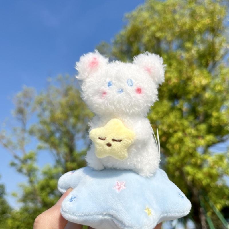 Plush Rabbit Bear Pine Charm Keychains Cute Pendant Y2K Car Keyring Backpack Decoration Fashion Jewelry for Women Girls