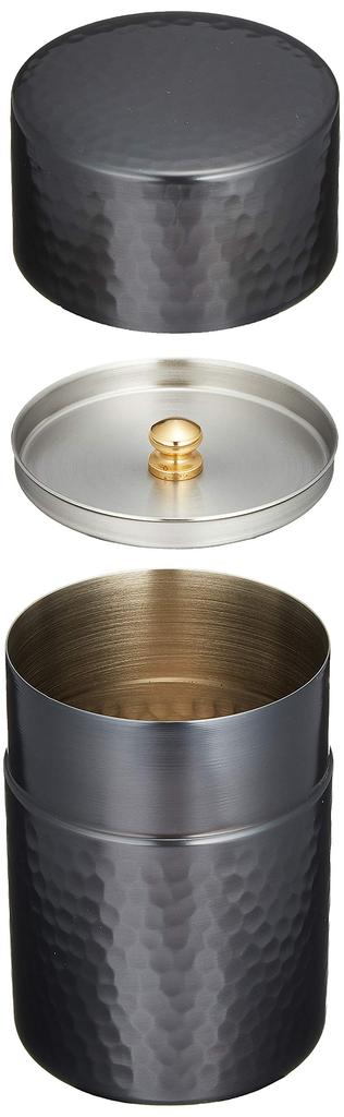 Чайница Shinko Metal с отделкой из черной меди, средней чистоты меди, отделка из черной меди, кованая чайница (Емкость 150 г) БК-106