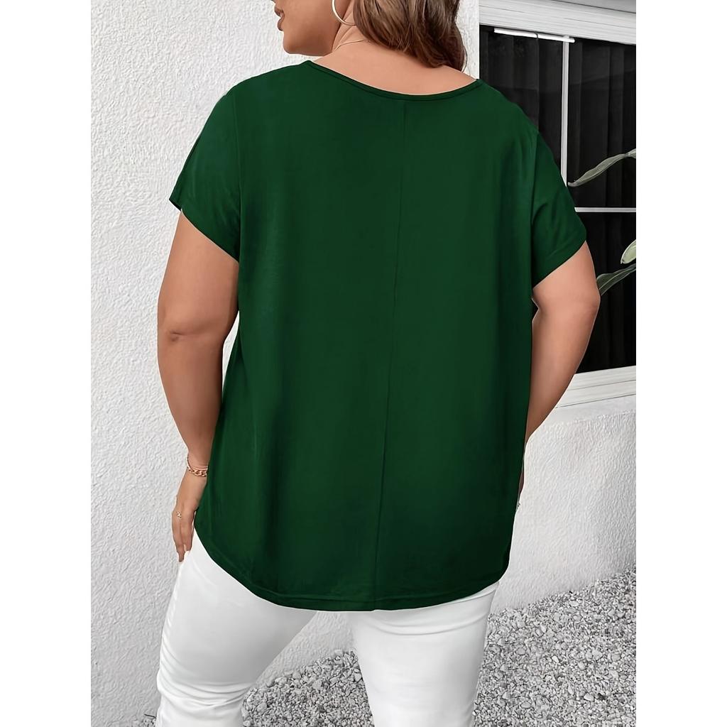 Однотонный короткий рукав с перекрестными бретелями модные элегантные женские топы больших размеров футболка