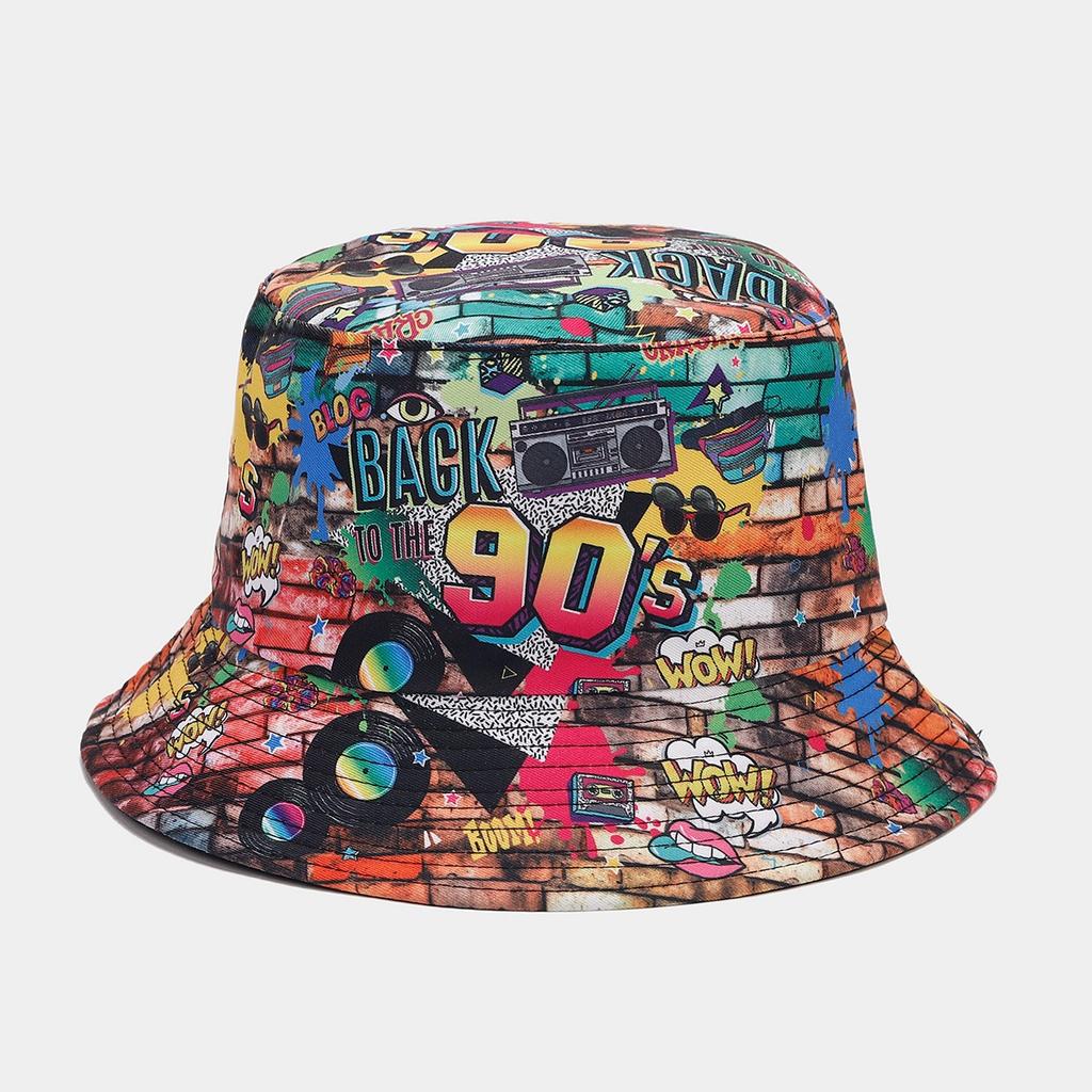 2027 NEW KJ Custom Printing Reversible Wide Brim Bucket Hat Unisex All Over Print Polyester Bucket Hat With Private Brand Label