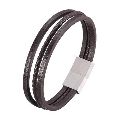 Новый высококачественный мужской кожаный браслет Lucky Vintage Brown Charm Multilayer Braided Women Pulseira Masculina BB1060