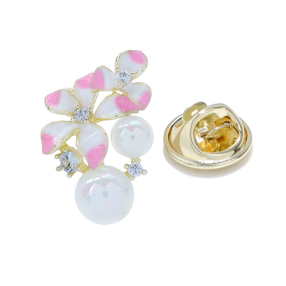 New Enamel Flower Collar Pin For Women Summer Fashion Design Brooch Pearl Jewelry Cubic Zirconia And Copper Material