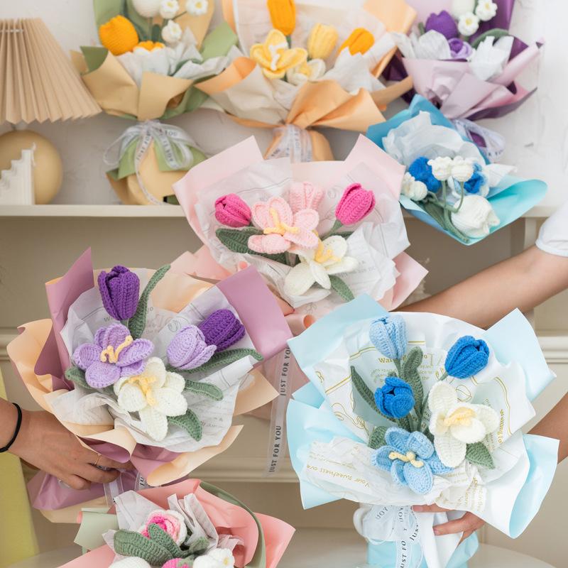 Handmade Wool Flower Bouquet Diy Crochet Material Package Knitting Bouquet Mother's Day Birthday Creative 520 Graduation Gift
