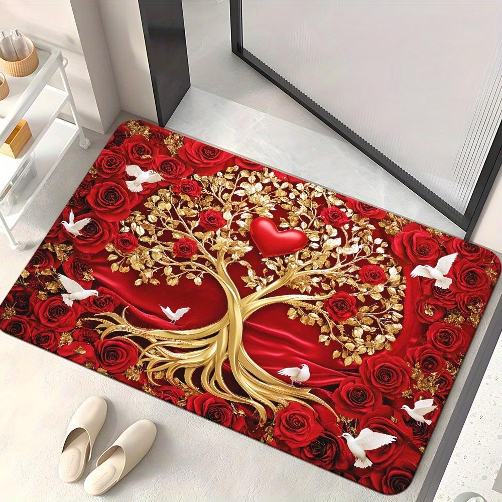 Vintage Celtic Knot Tree of Life Doormat, Non-Slip Mat Rug That Is Machine Washable, Suitable for Bedroom And Living Room Entr
