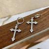 Y2K Gothic Rhinestone Cross Earrings Kpop Shiny Zircon Cross Drop Earring For Women Grunge Egirl Earrings Jewelry Accessories