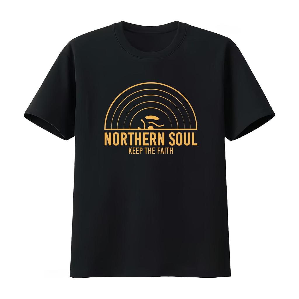 Northern Soul Keep The Faith Record Orange Unisexs Womens T Shirt High Quality Print Perfect for Music Lovers Summer T Shirt
