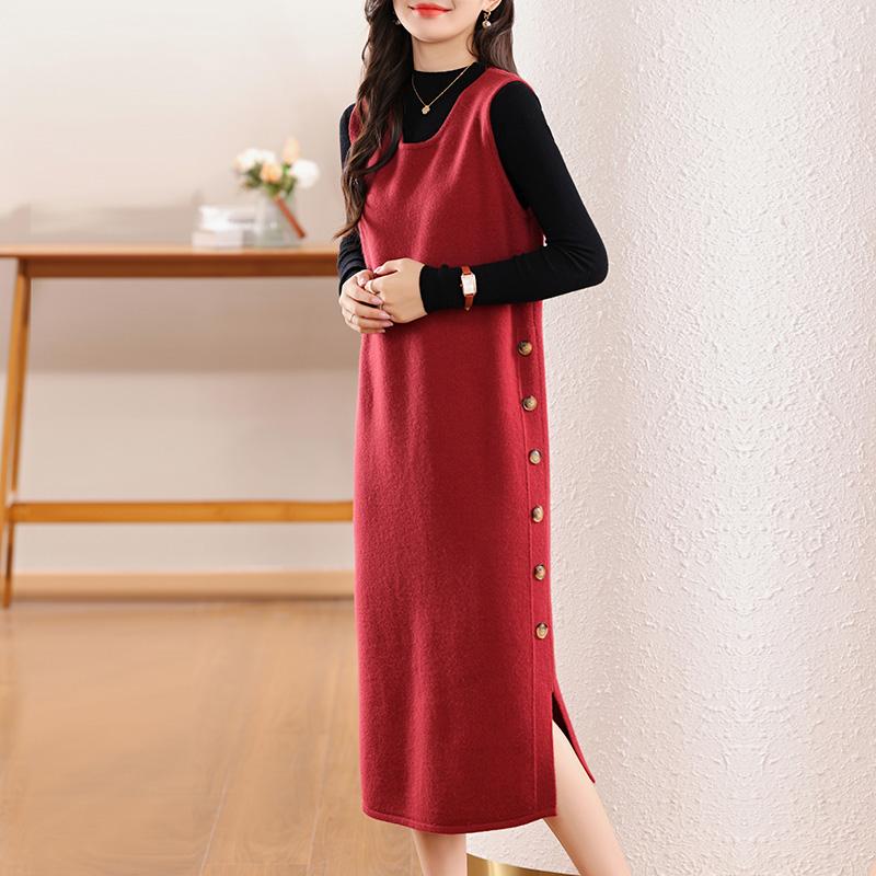 Женское кашемировое платье Qinghe кашемир 30% кашемир 70% шерсть осенне-зимняя кашемировая юбка мягкая и теплая