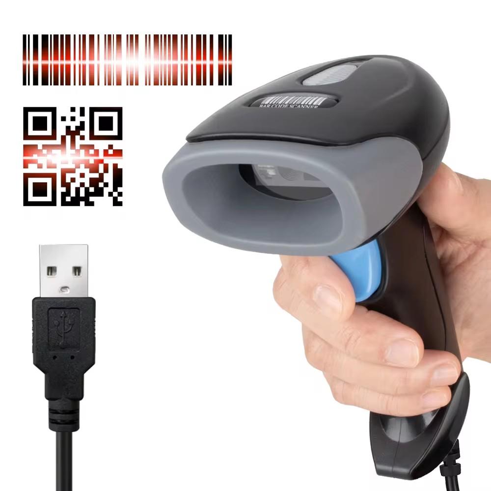 1D/2D Barcode Reader USB Wired/Wireless 2.4G WIFI Bluetooth Handheld Bar Code QR Code Scanner CMOS Image High-speed Decoding