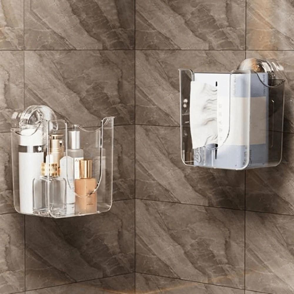 Punch-Free Suction Cup Tissue Box Transparent Face Towel Dispenser Wet Wipes Storage Box Kitchen