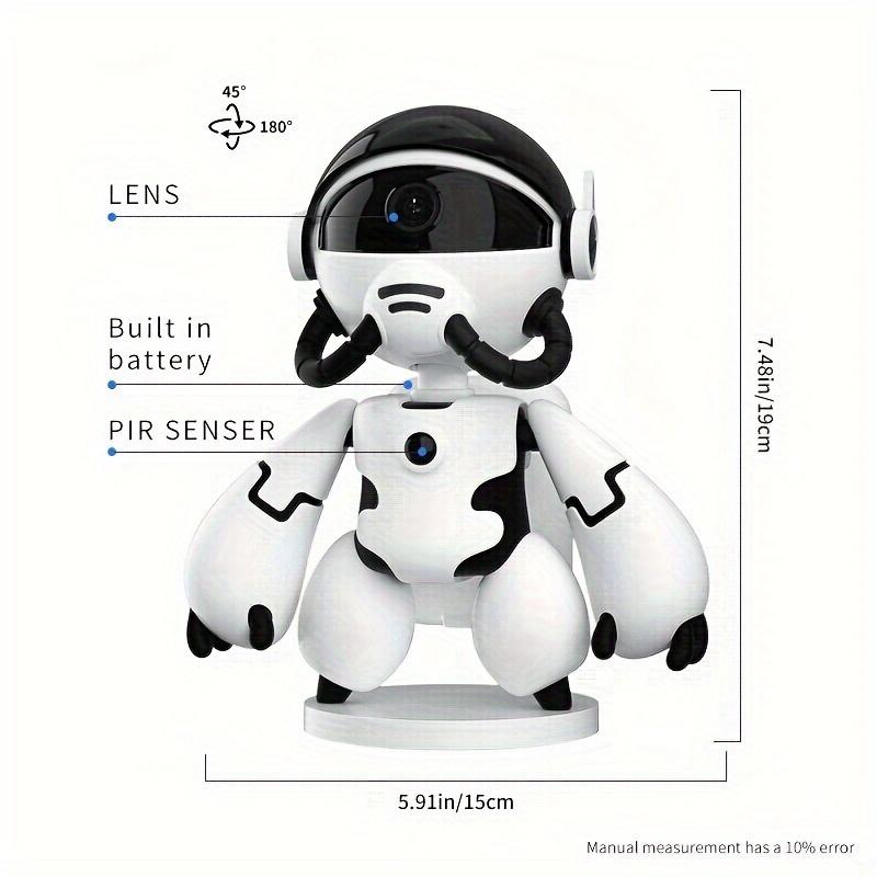Space Robot Design High Definition WiFi Home Surveillance Camera - PIR Motion Detection, Two-way Audio, Long Battery Life, Remote Viewing and Alarm