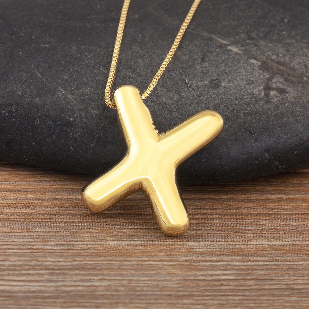 Nidin New Retro Punk Style Copper A-Z Letters Pendant Necklace Initials Alphabet For Women Vintage Name Jewelry Daily Party Gift