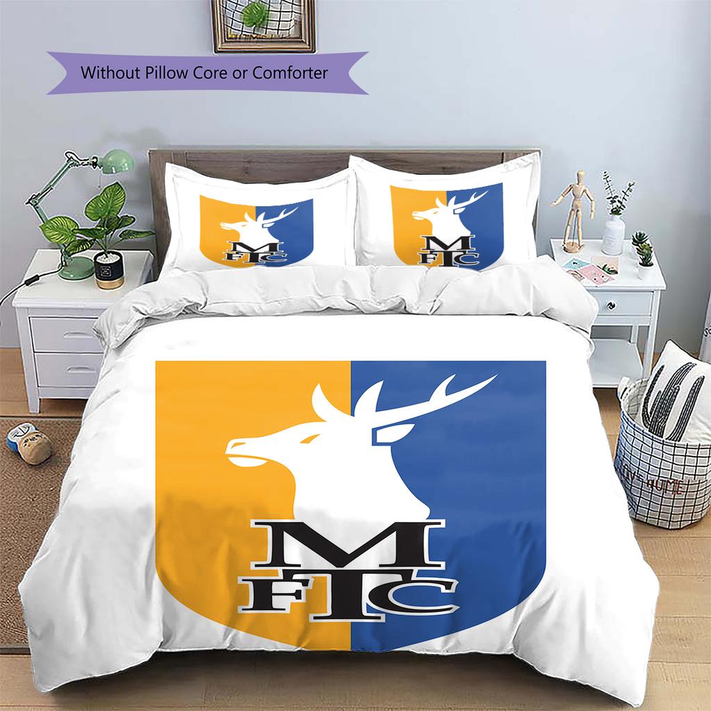 Mansfield Town FC Pattern Bedding Home Decoration Birthday Gift (1 * duvet cover + 2 * pillowcase, without core)