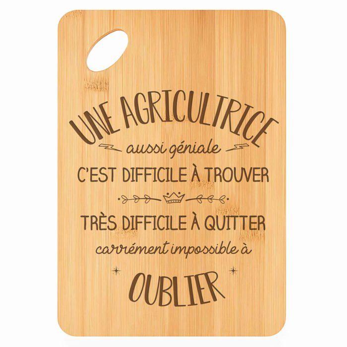 Planche à découper - PLANETEE - Planche/Plateau apéro - Bambou - 30 x 20 x 1 cm - Gravée «Une Agricultrice aussi géniale»