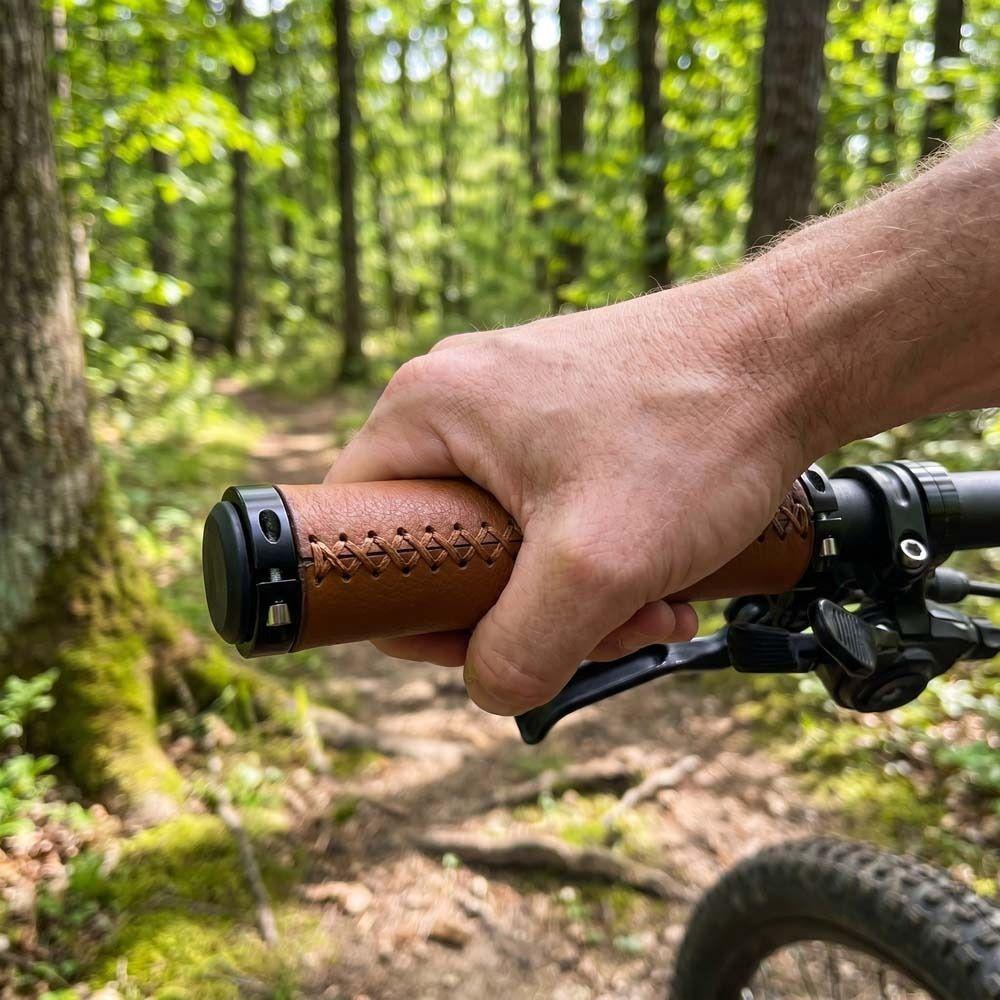 Leather Material Bike Leather Handle Cover Shock-absorbing Bike Cowhide Grip Bicycle Accessory