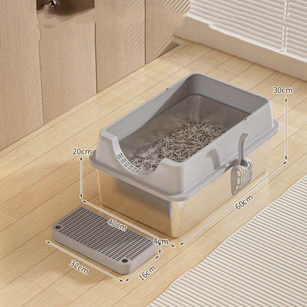 Stainless Steel Cat Bedpans Anti-splash Cover Cat Potty New Cat Litter Box Pet Supplies