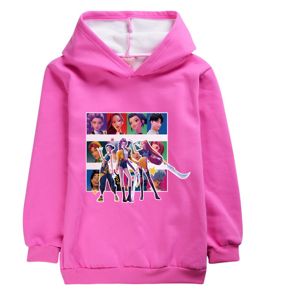 5036 Теплый бархатный детский Kpop худи для девочек с принтом Руми Зои Мира и длинными рукавами для зимы