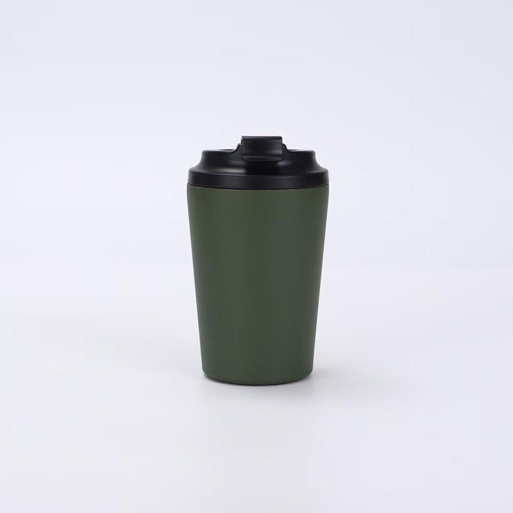12oz Insulated Stainless Steel Coffee Cup with Scale & Flip-Top Lid