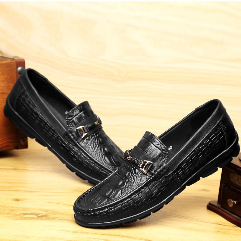 2022 Genuine Leather Loafers Men Luxury Brand Rubber Soft Casual Slip On Men'S Shoes Breathable Flats Male Fashion Driving Shoes