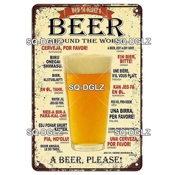 SQ-DGLZ Vintage Metal Sign French Beer Bar Tin Sign Shop Plate Home Bar Door Wall Decor Sticker Decoration Plaque Poster Gift