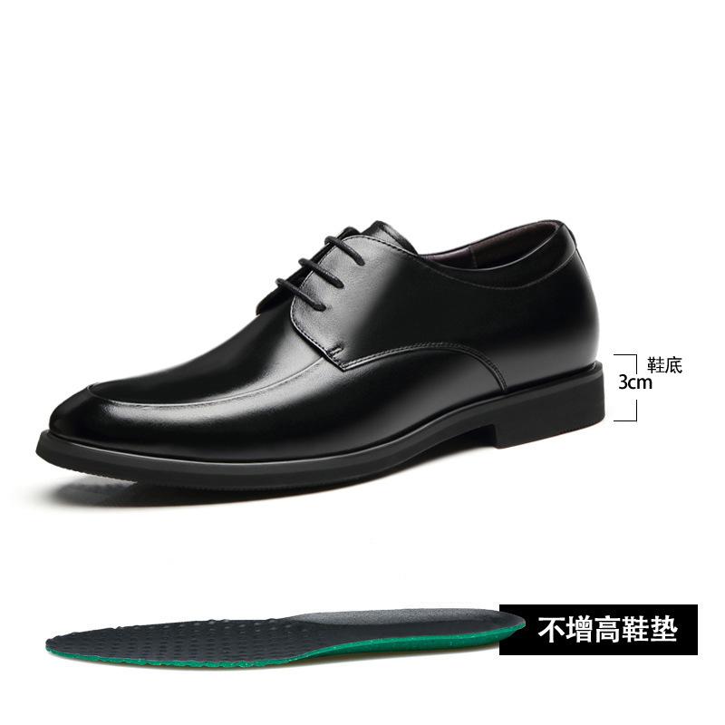 Мужские кожаные туфли с внутренней платформой 8 см, деловые, на шнуровке, с мягкой подошвой, в британском и корейском стиле, с острым носком, свадебные, повседневные