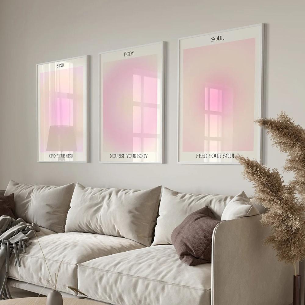 Trendy Motivational Quote Positive Aura Spiritual Grainy Gradient Wall Art Canvas Painting Posters For Living Room Home Decor