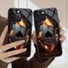 Стеклянный чехол для телефона с дизайном карт для покера, подходит для iPhone 17 16 15 14 13 12 11 Pro/Max/Plus, ударопрочная задняя крышка