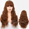 LISI HAIR Ladies Fashion Long Wavy Hair Wig with Bangs Black Brown Blonde Synthetic Fiber Wig with Bangs Party Daily Wear