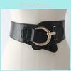 Womens Wide Elastic Waist Belt For Dresses And Coats With Cshaped Buckle And Stitching Design
