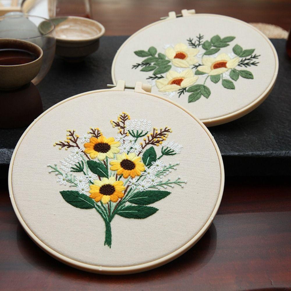 DIY Flower Embroidery Kit Floral Patterns Embroidery Set Home Decor Cross Stitch Set Adults