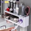 Bathroom Accessories Set Magnetic Adsorption Inverted Toothbrush Holder Automatic Toothpaste Dispenser Squeezer Storage Rack