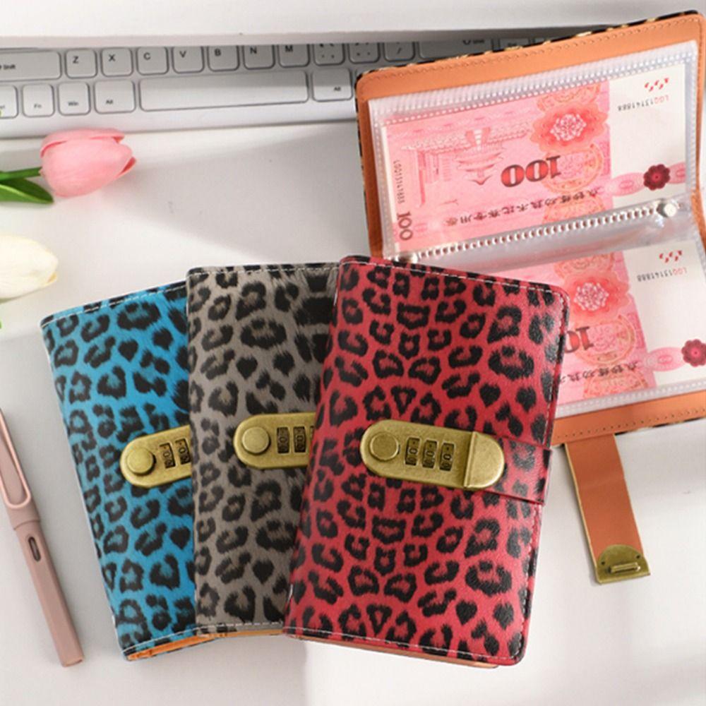 Leopard print Money Saving Binder Savings Wallet Notebook Office Stationery Supplies