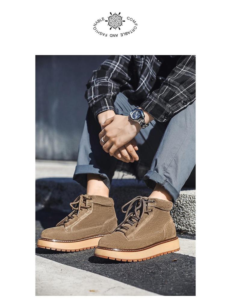 Мужские кожаные ботинки Martin средней высоты 2024 года выпуска: Ретро, толстая подошва, повседневный британский стиль