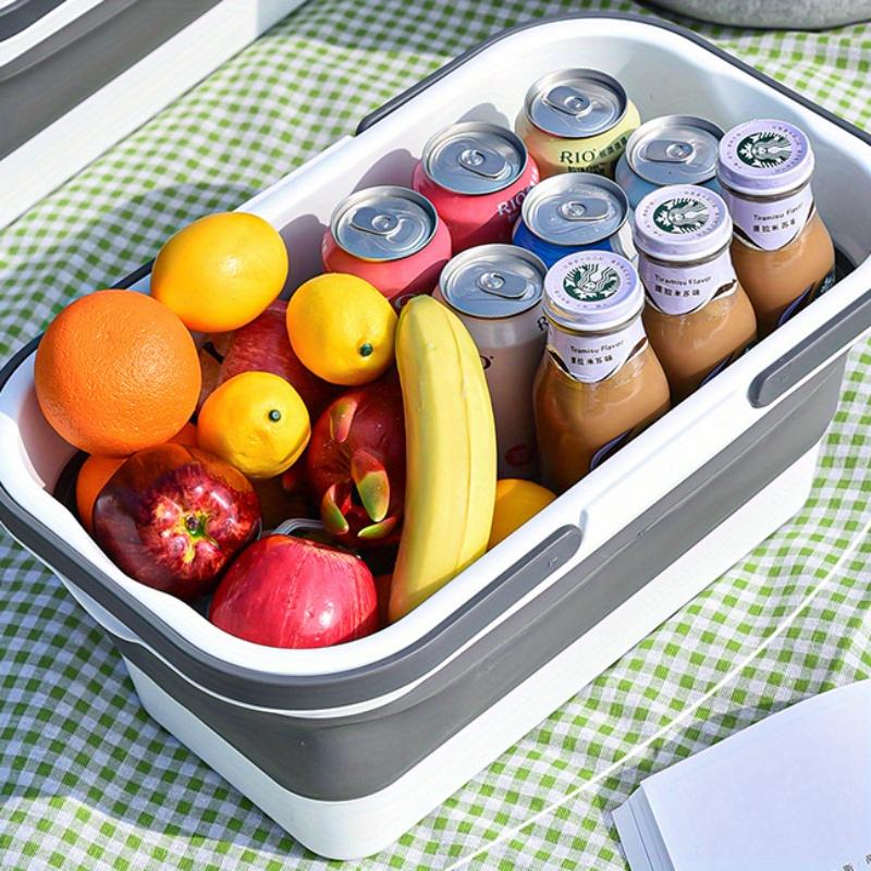 1pc Portable Collapsible Large Capacity Picnic Basket, Collapsible Plastic Storage Basket for Outdoor Party Home Party Barbecue