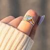 Two-Color Love Ring, Peach Heart-Shaped Design Single Ring For Women, Sweet And Exquisite Fashion Ring.
