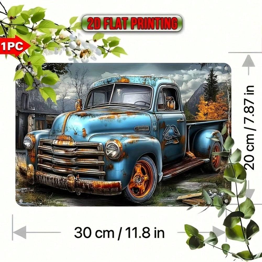 Винтажная синяя машина Металлическая табличка Ретро Настенный Декор для Кухни Гаража Бара