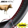 38cm Top Genuine Leather Steering Wheel Cover Breathable Design/Auto Steering-Wheel Braid Case Fit Car